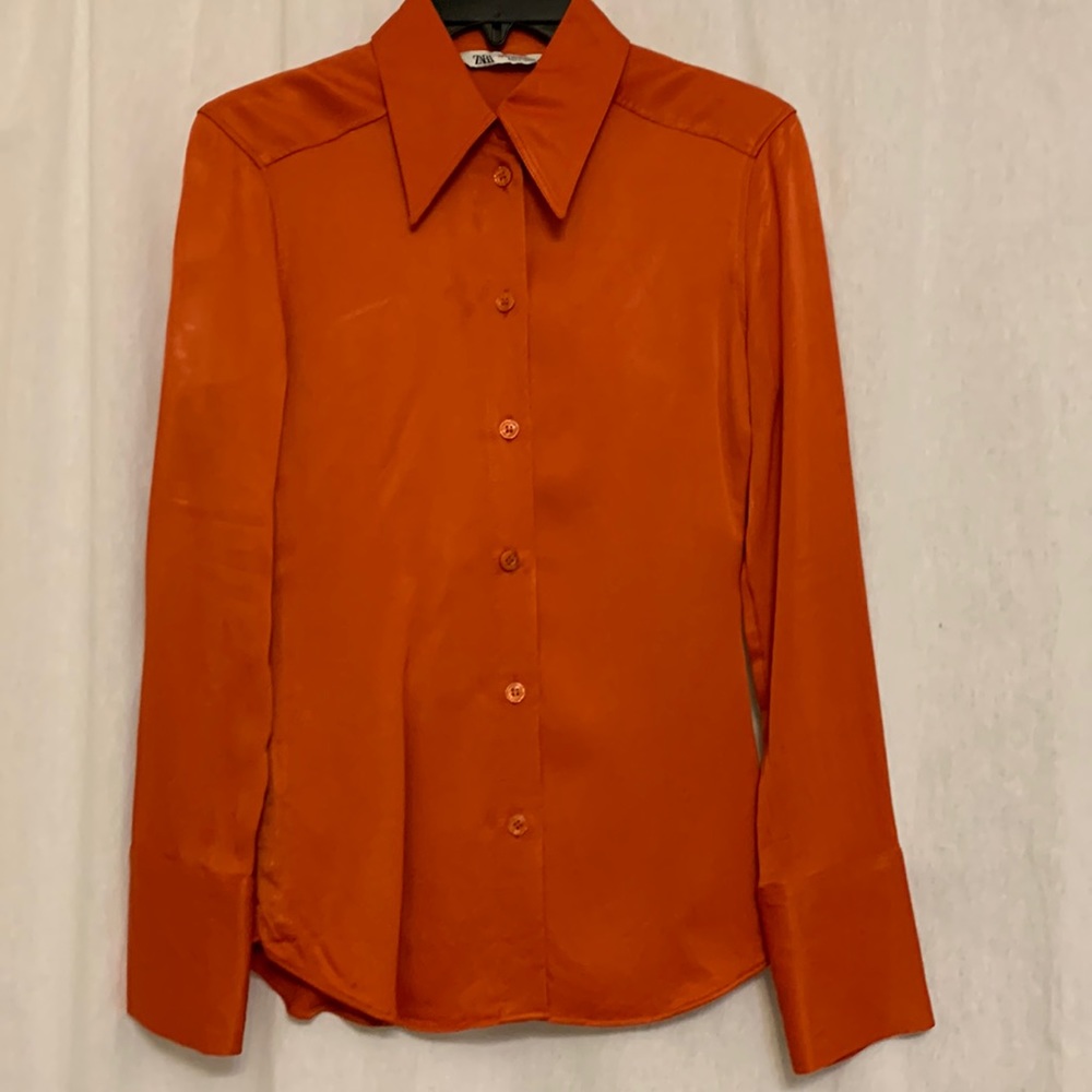 Zara Satin button down shirt